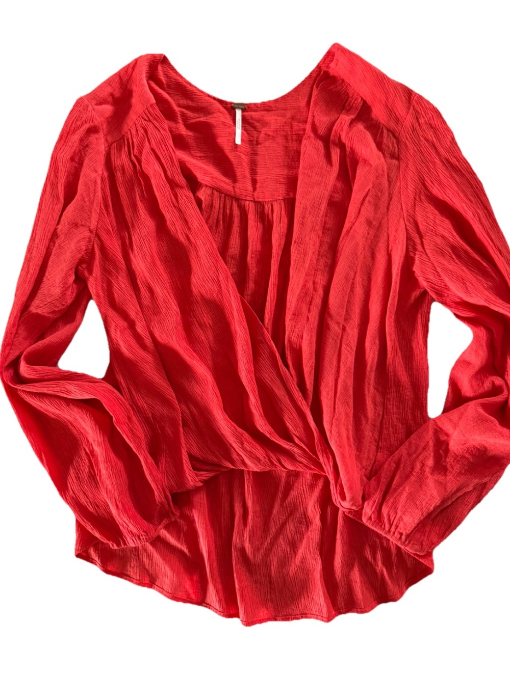 Free People Vibrant Red Surplice Blouse